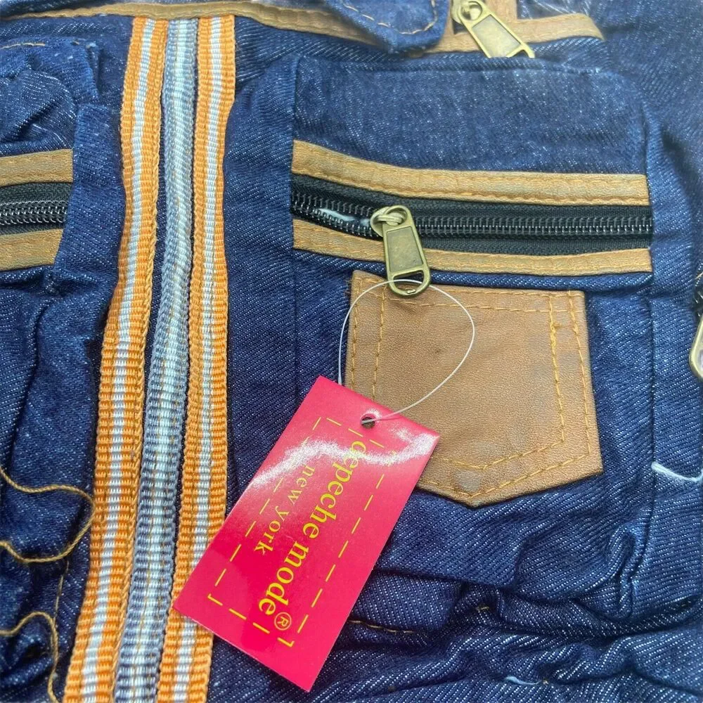 Depeche Mode Backpack Tote Denim Blue Zipper Shoulder Strap Travel Retro New